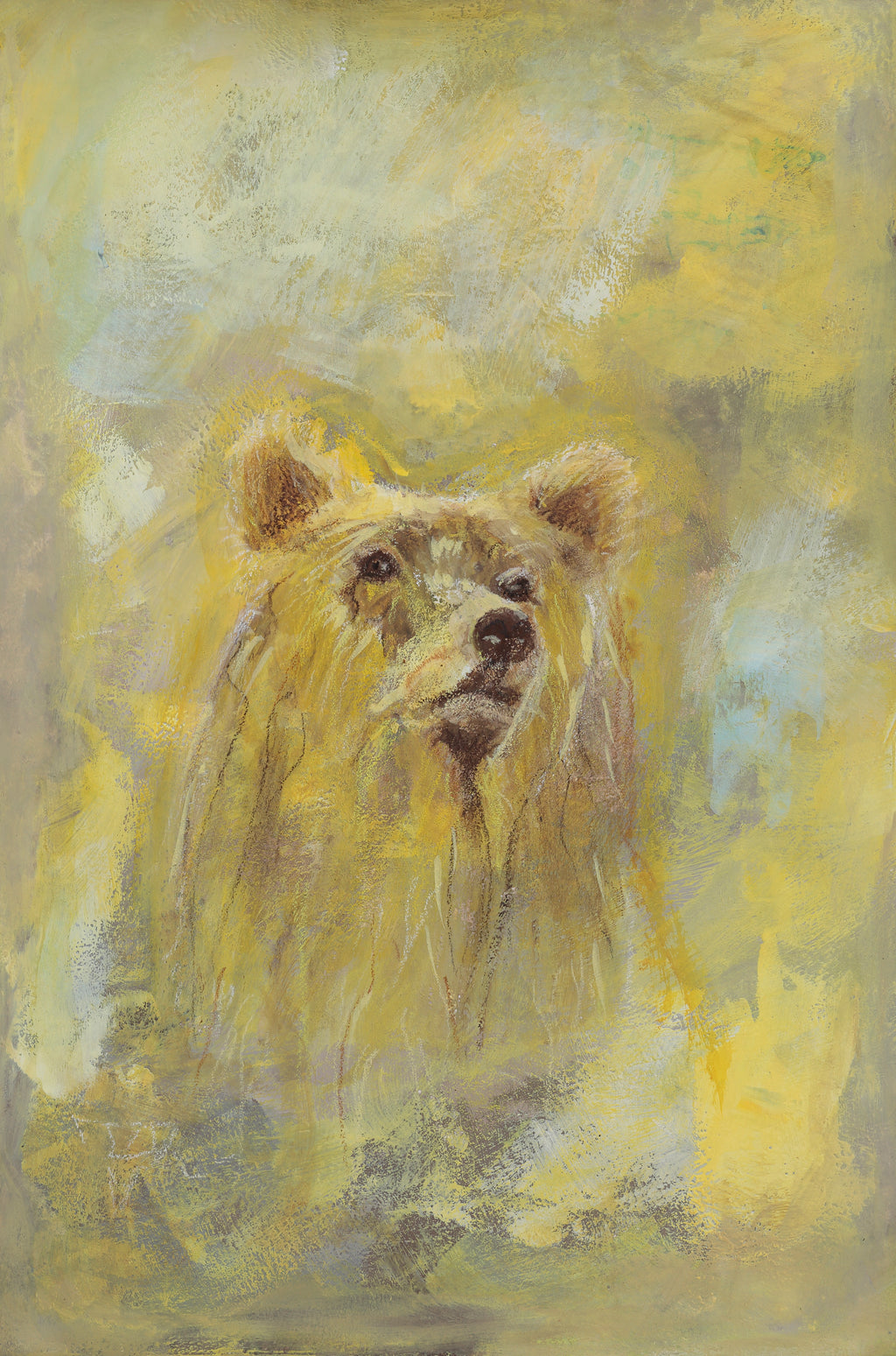 'Yellow Bear' Art Postcard with Envelope.