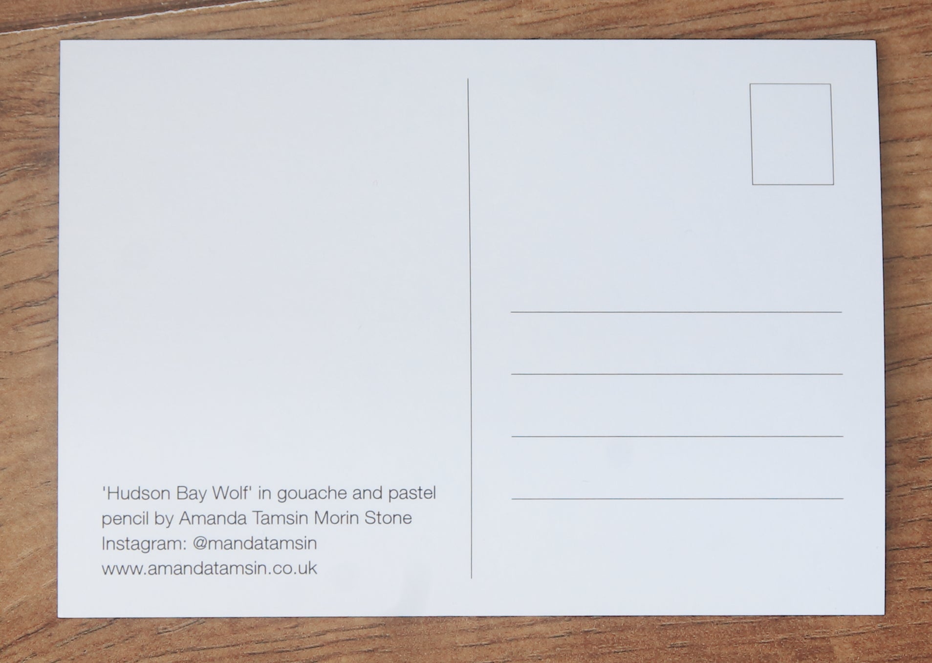 'Hudson Bay Wolf' Art Postcard with envelope.