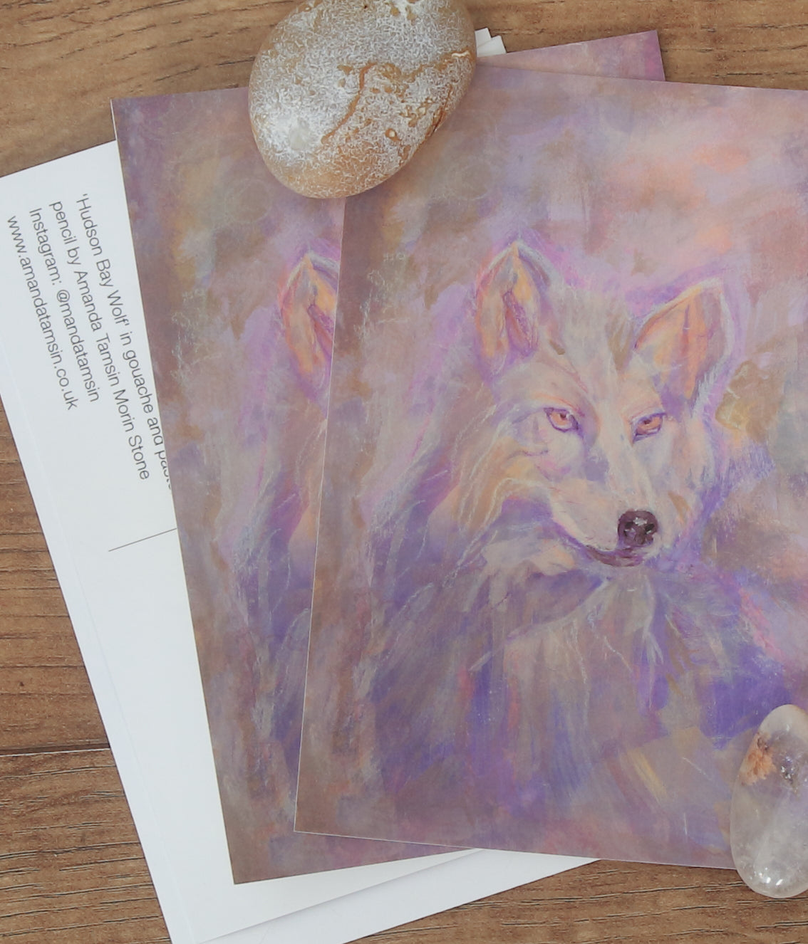 'Hudson Bay Wolf' Art Postcard with envelope.