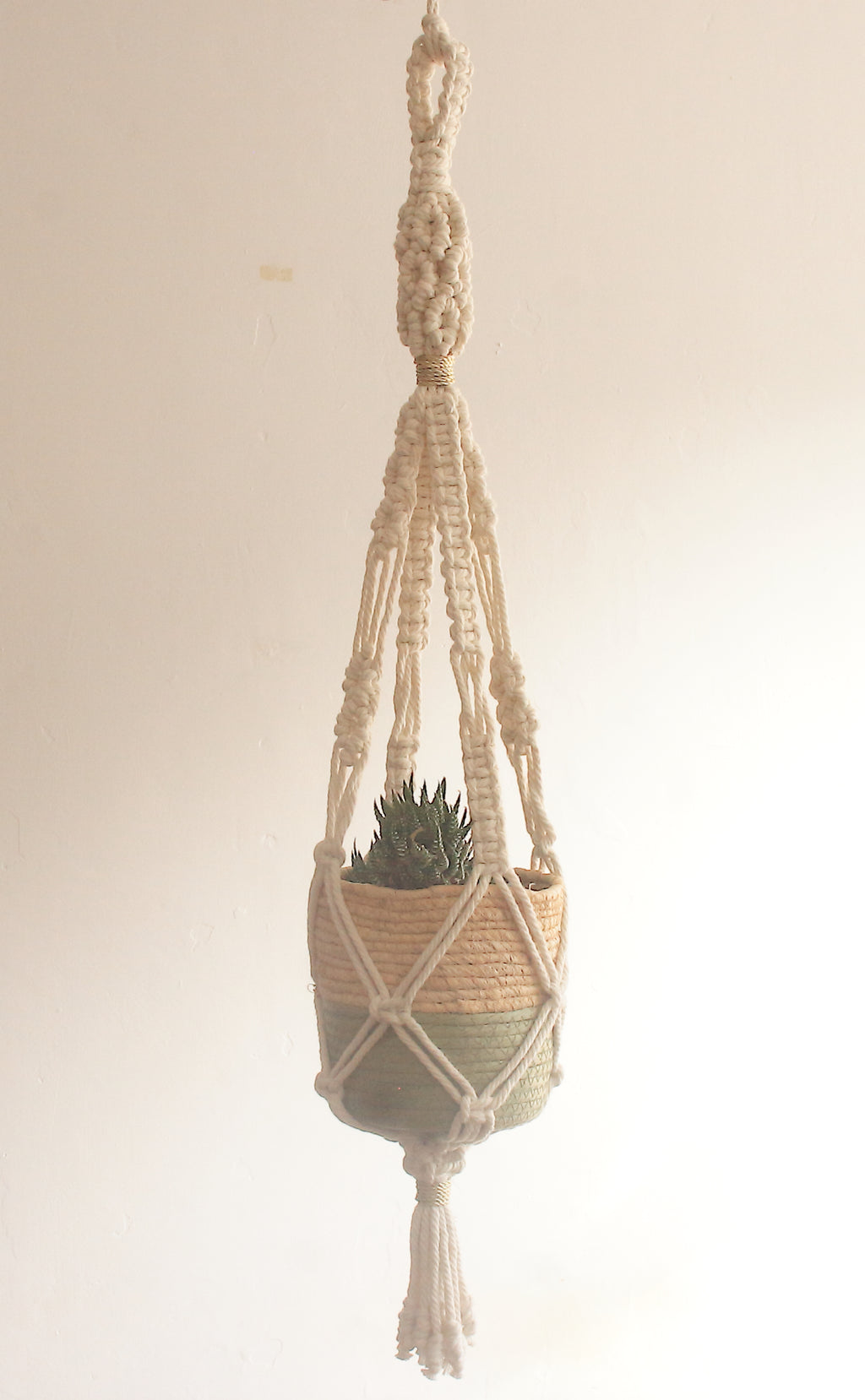 Suspension pour Plante Motif Losange Taille Moyenne/Grande avec Touche d'Or