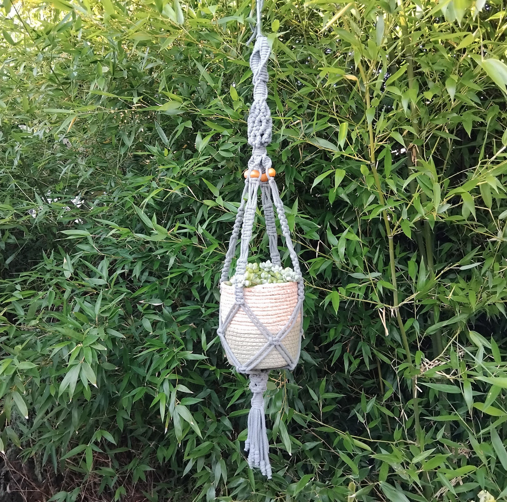 Suspension Macrame Pour Plante Motif Losange en Tresse Taille Moyenne/Grande