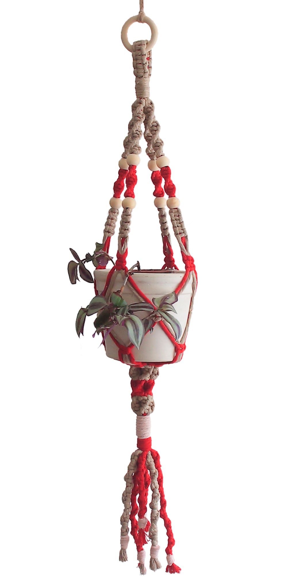 Macrame Planthanger 'Love and Courage' in Cotton Cord - Medium