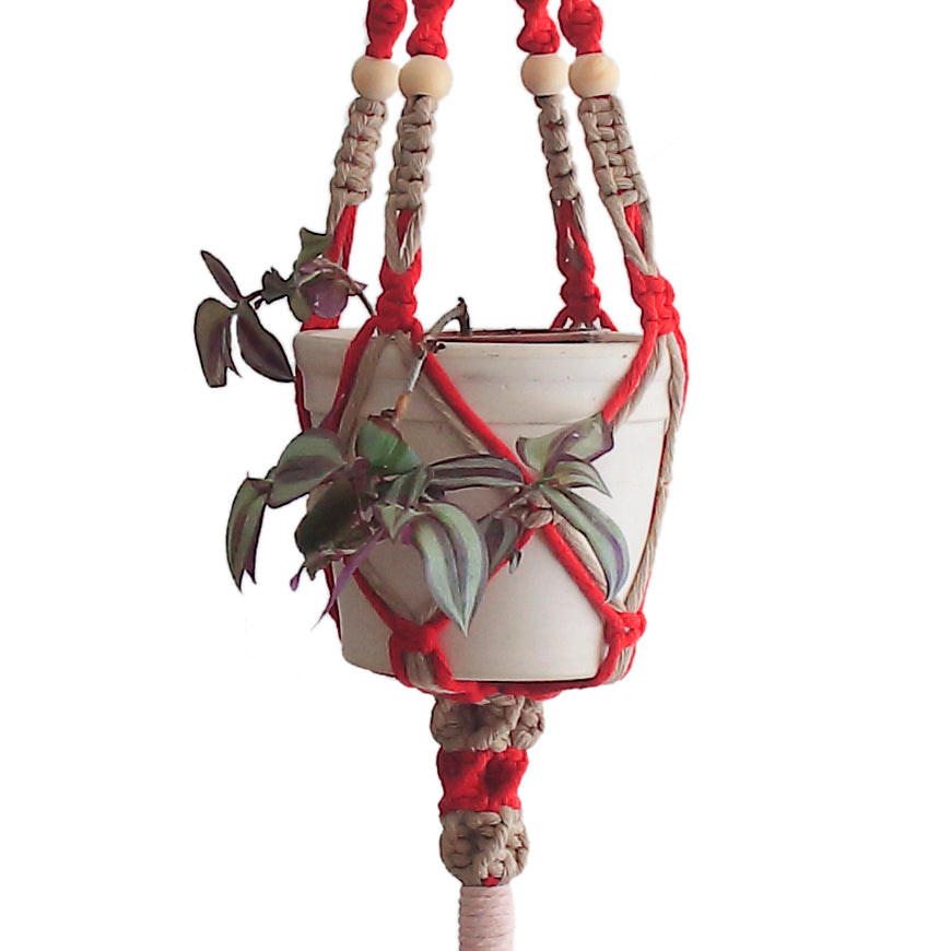 Macrame Planthanger 'Love and Courage' in Cotton Cord - Medium