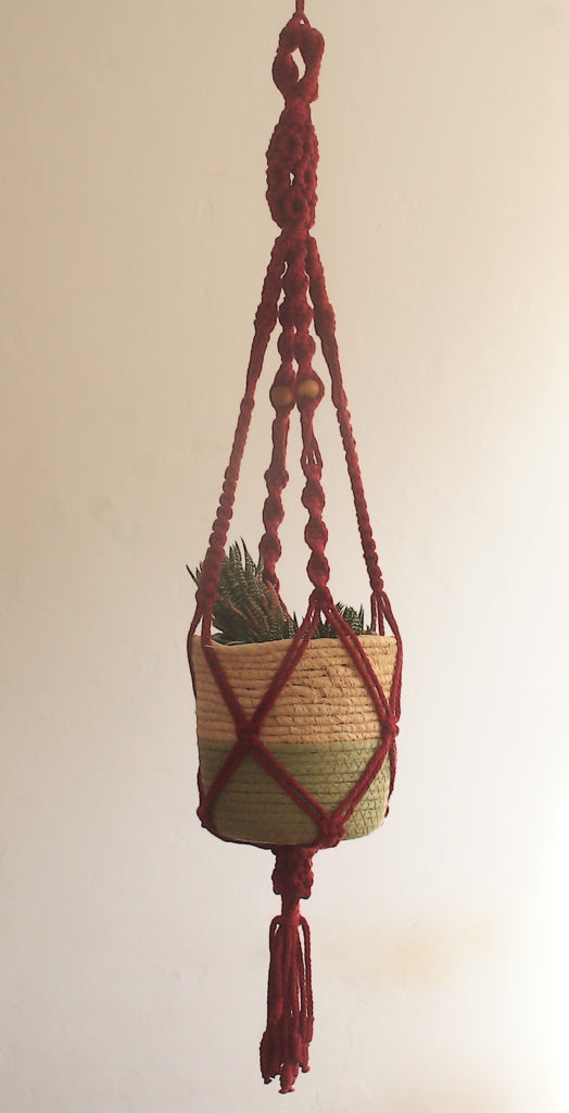 Suspension Macrame Pour Plante Motif Losange Taille Moyenne/Grande
