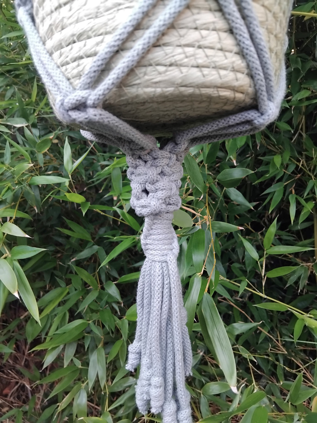 Suspension Macrame Pour Plante Motif Losange en Tresse Taille Moyenne/Grande