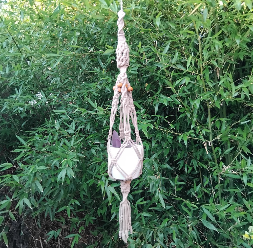 Suspension Macrame Pour Plante Motif Losange en Tresse Taille Moyenne/Grande