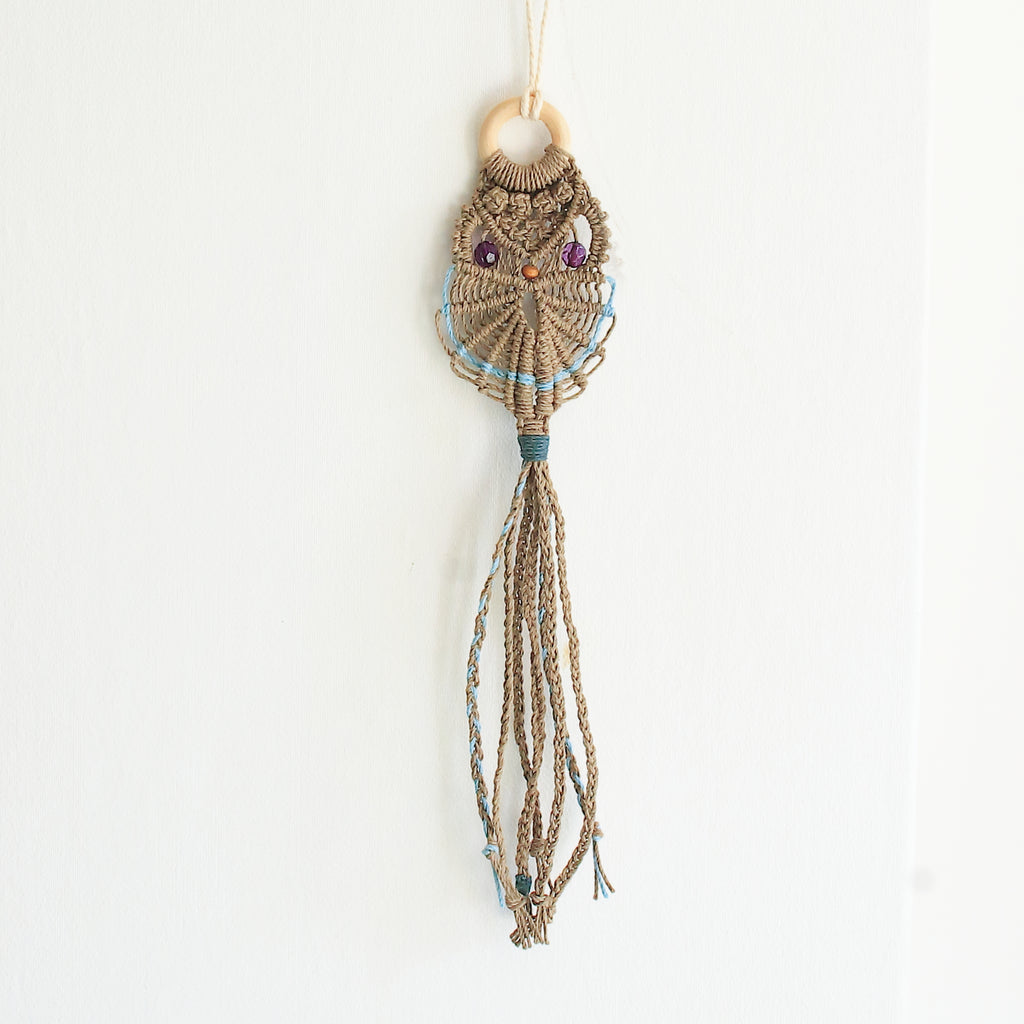 'Orla' Macrame Owl Mini Wall Art/Decoration in Hemp Cord