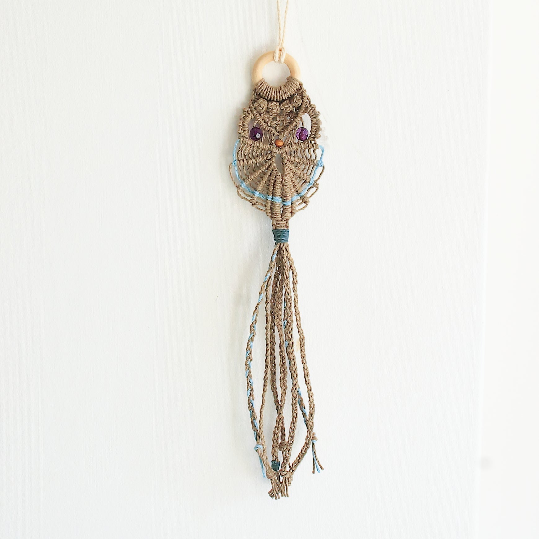 'Orla' Macrame Owl Mini Wall Art/Decoration in Hemp Cord