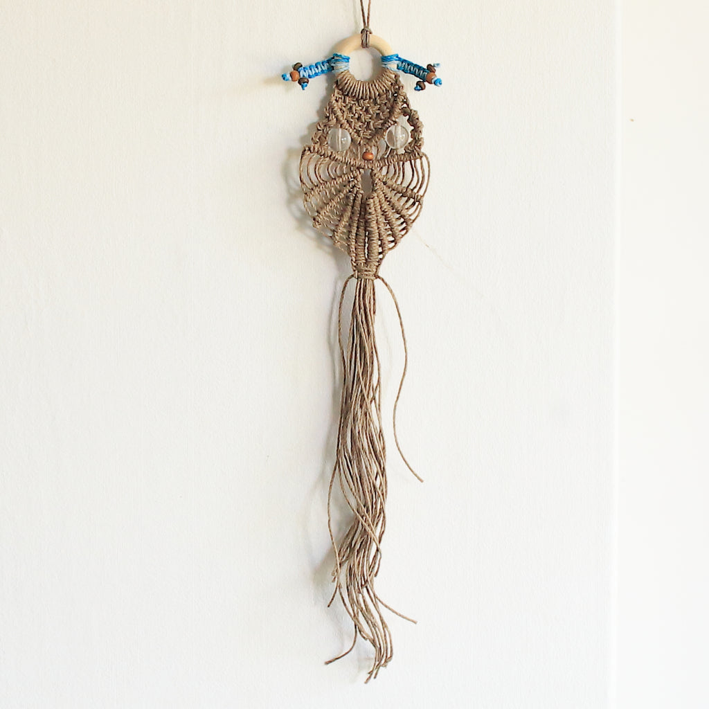 'Otie'Macrame Owl Mini Wall Art/Keyring/Bag Charm