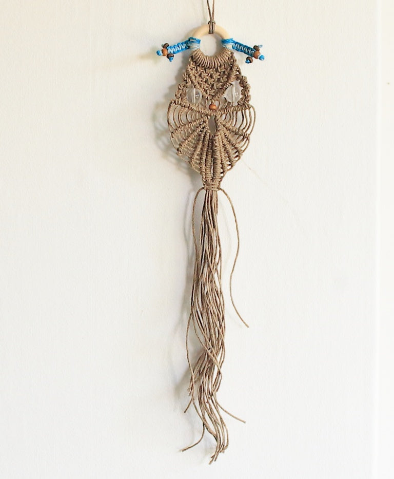 'Otie'Macrame Owl Mini Wall Art/Keyring/Bag Charm