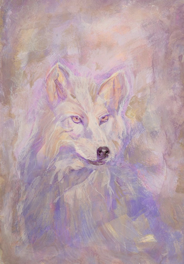 'Hudson Bay Wolf' Art Postcard with envelope.