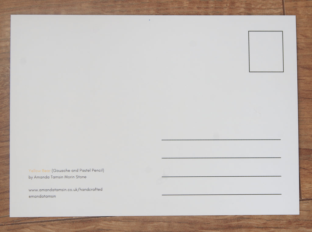 'Yellow Bear' Art Postcard with Envelope.