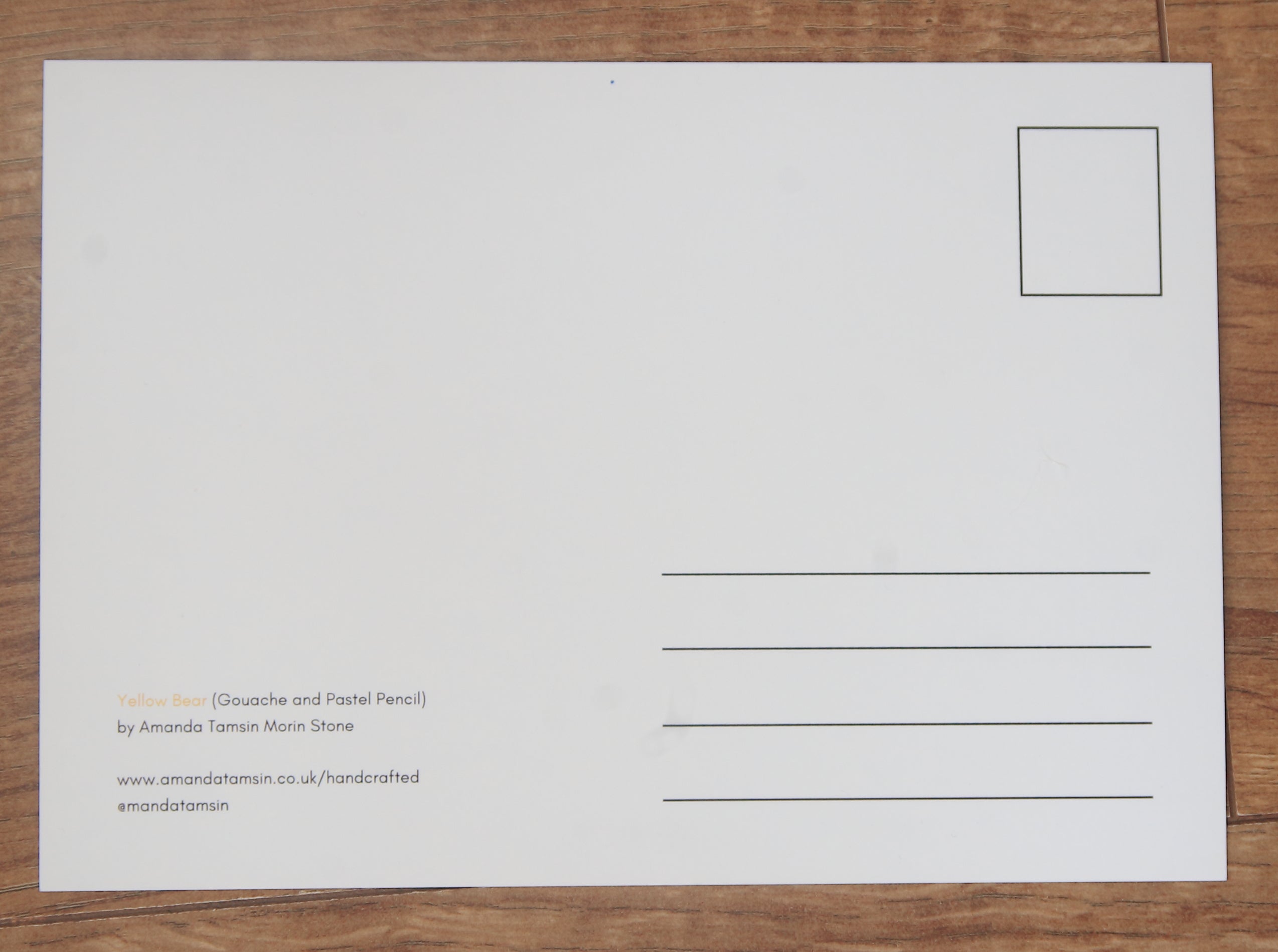 'Yellow Bear' Art Postcard with Envelope.