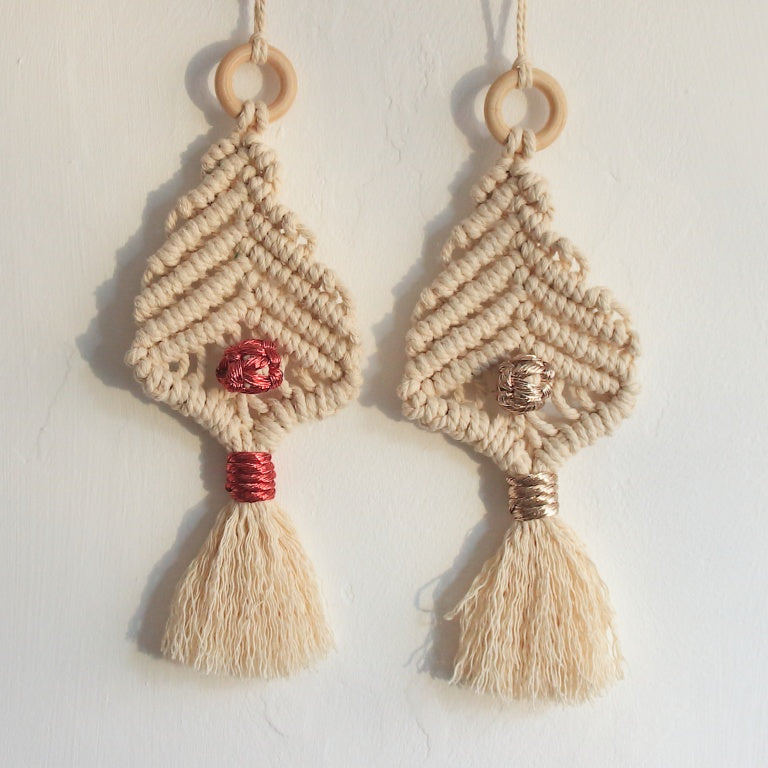Macrame Christmas Tree Decoration - Ecru